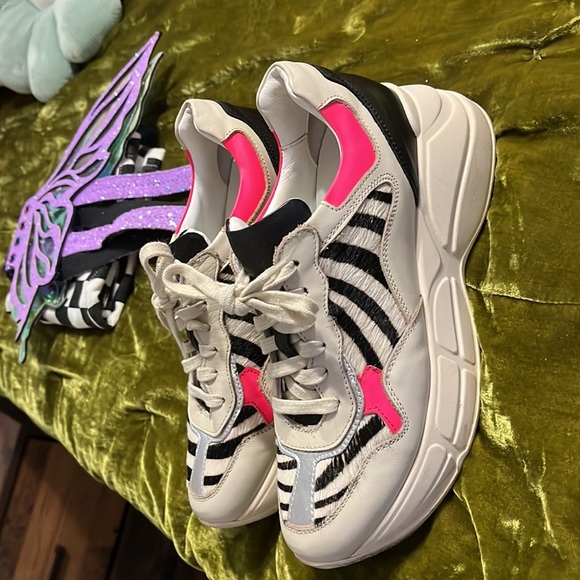 Steve Madden hot pink, cream and zebra platform sneaker - Picture 2 of 6